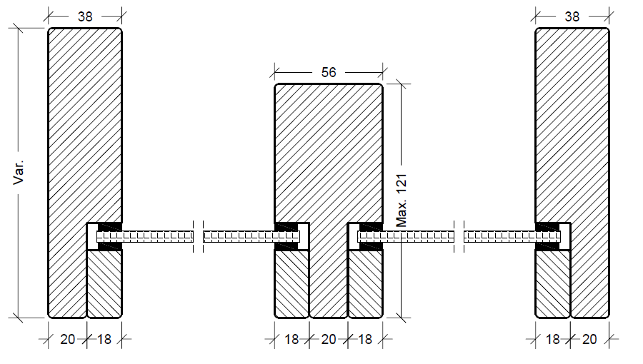 Uklassificeret glasparti – tværsnit med poster