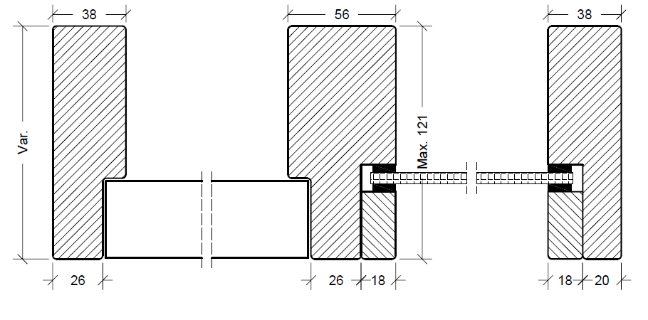 Illustration 2 – Tværsnit af integreret glasparti