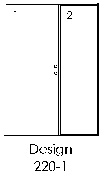 Design 220-1 – 2 felter side om side, dør i felt 1 (venstre)