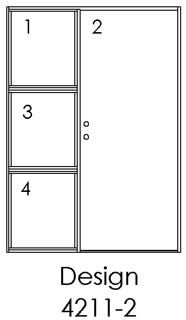 Design 4211-2 – 4 felter kombineret, dør i felt 2 (højre)