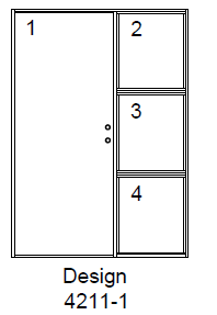 Design 4211-1 – 4 felter kombineret, dør i felt 1 (venstre)