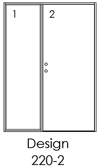 Design 220-2 – 2 felter side om side, dør i felt 2 (højre)