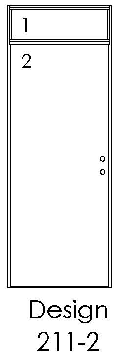 Design 211-2 – 2 felter stablet lodret, dør i felt 2