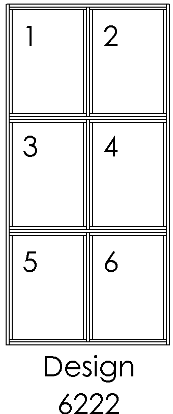 Design 6222 – 6 felter: 2 kolonner × 3 rækker