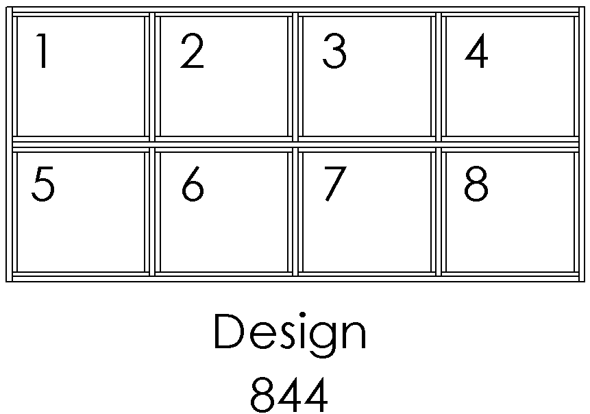 Design 844 – 8 felter: 4 øverst + 4 nedenfor