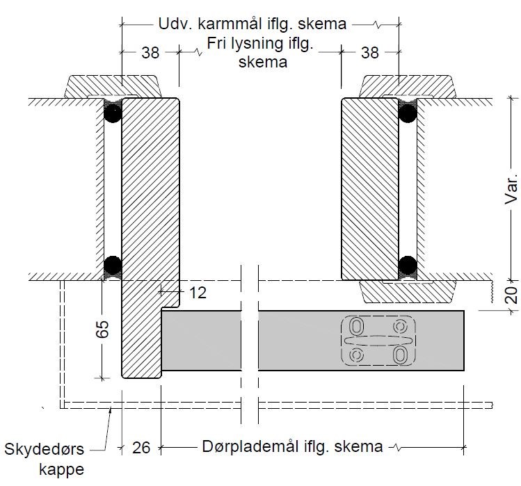 Blændkarm type 3 med anslag (vist som højre)