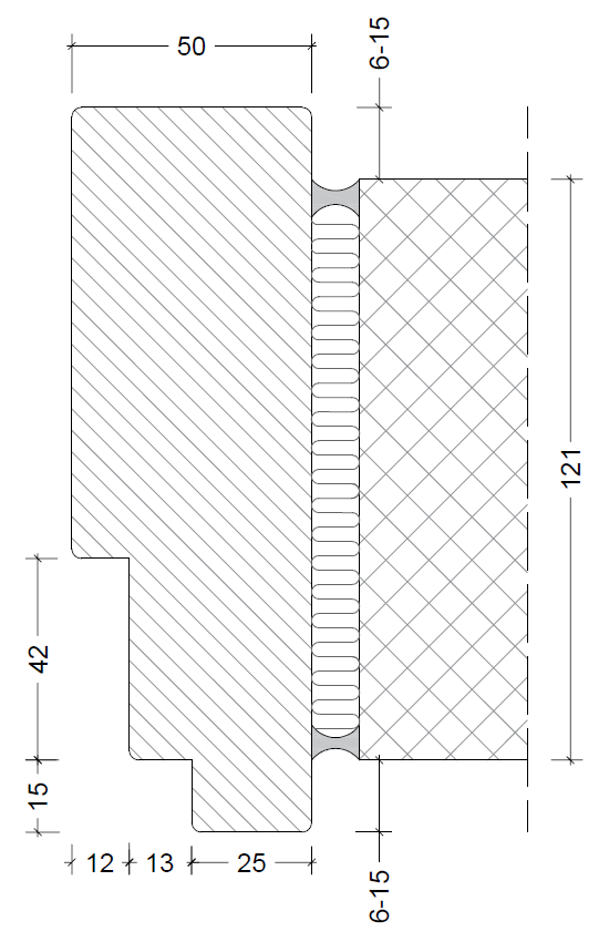 50 mm karm med fremspring (kun 49,7dB)